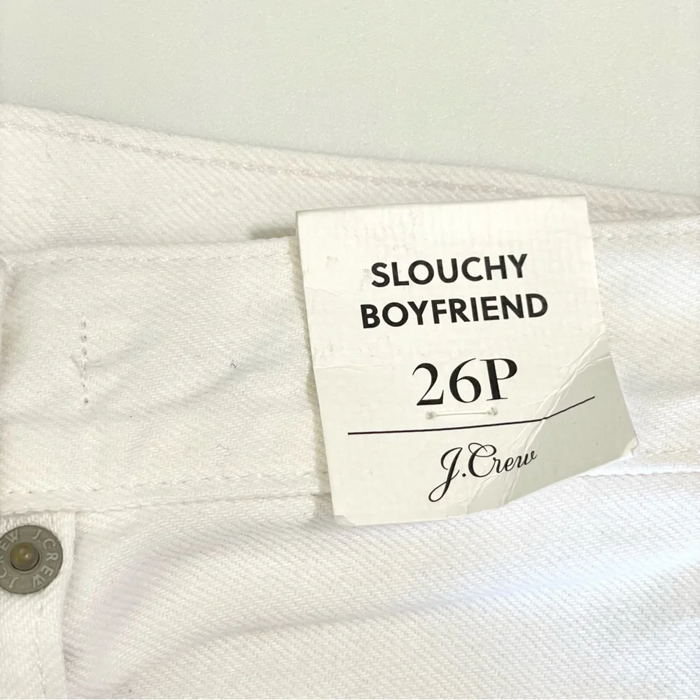 NWT J. Crew Slouchy Boyfriend Jean White 26 Petite